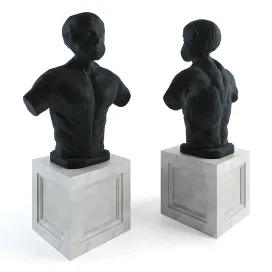 Sculpture human metal bust with base